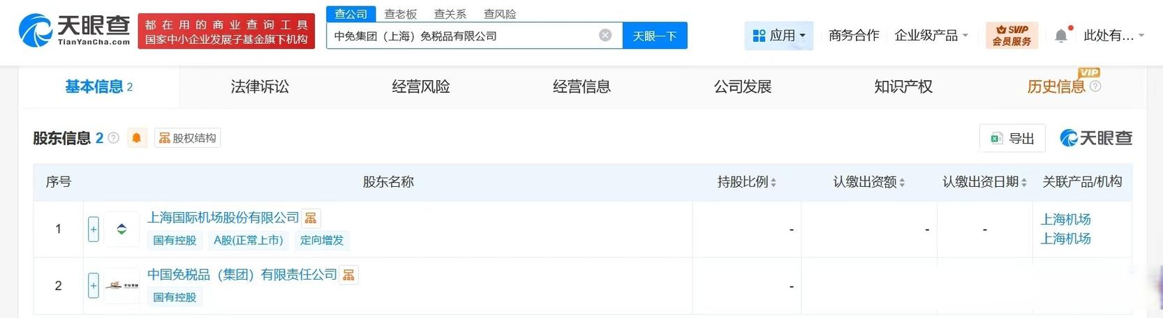 【上海机场,中免集团成立免税品公司 注册资本2亿】